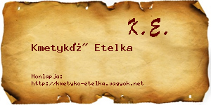 Kmetykó Etelka névjegykártya